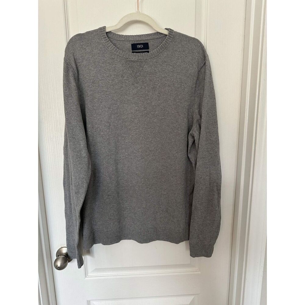 1901 Nordstrom Gray Cotton Cashmere Crewneck Sweater Men’s Large Soft Classic